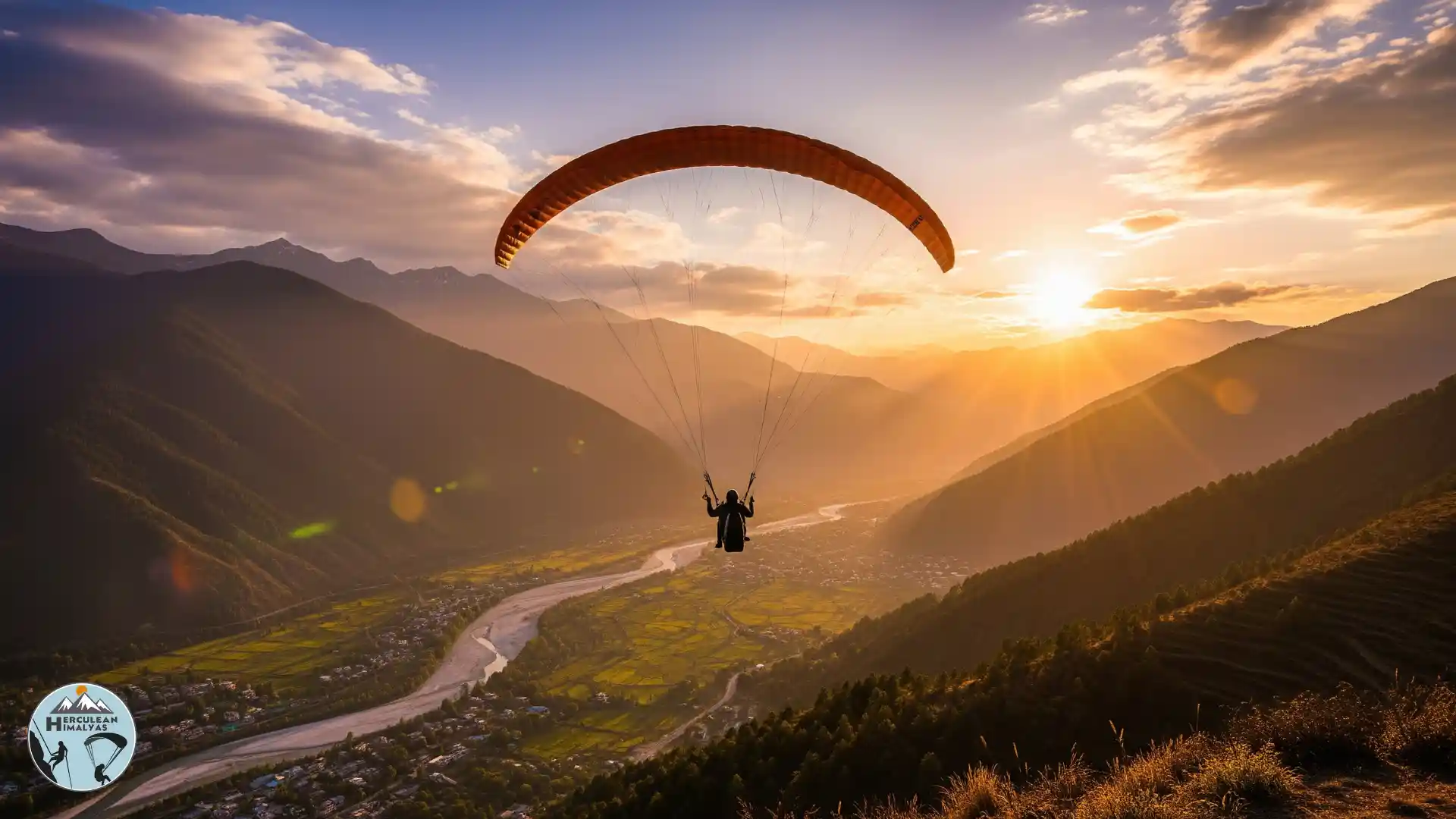 Paragliding in Manali with valley views